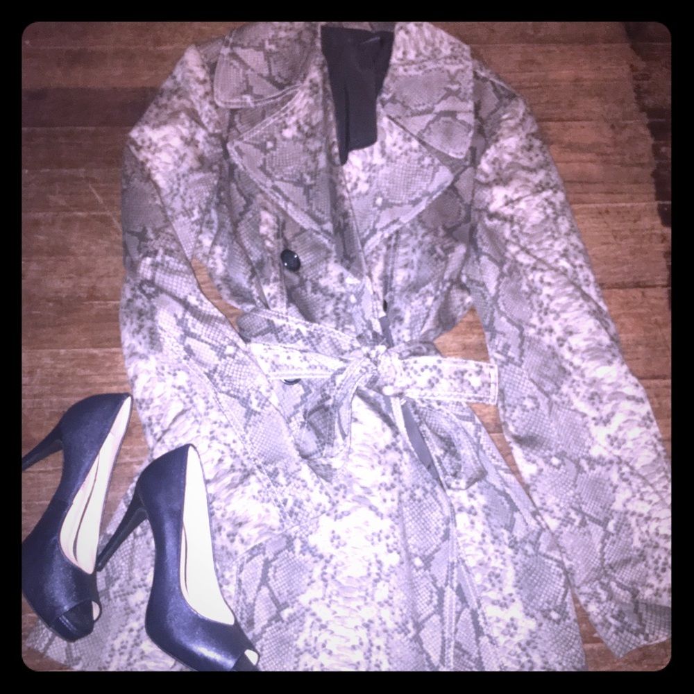 Tahari snakeskin trench coat